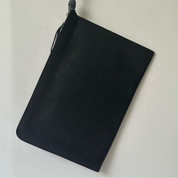 Boris Bidjan Saberi Zip-Around Wallet Bag Black Grained Leather - Picture 13 of 15